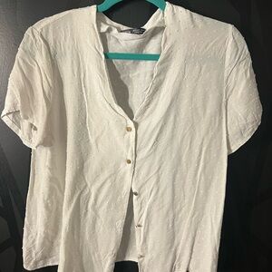SHEIN Cream Button-Up Blouse